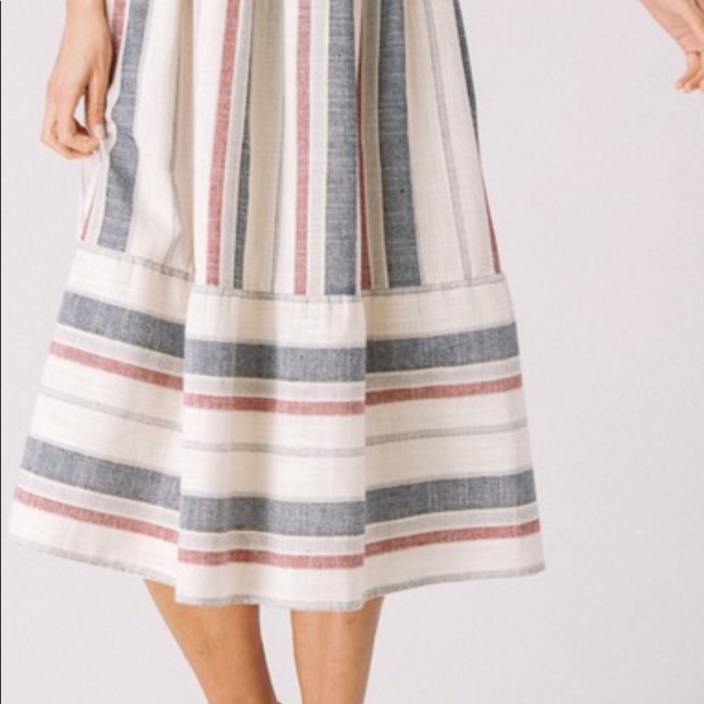 Midi Dress Striped Woven Halter w/ Pockets - Picture 5 of 8